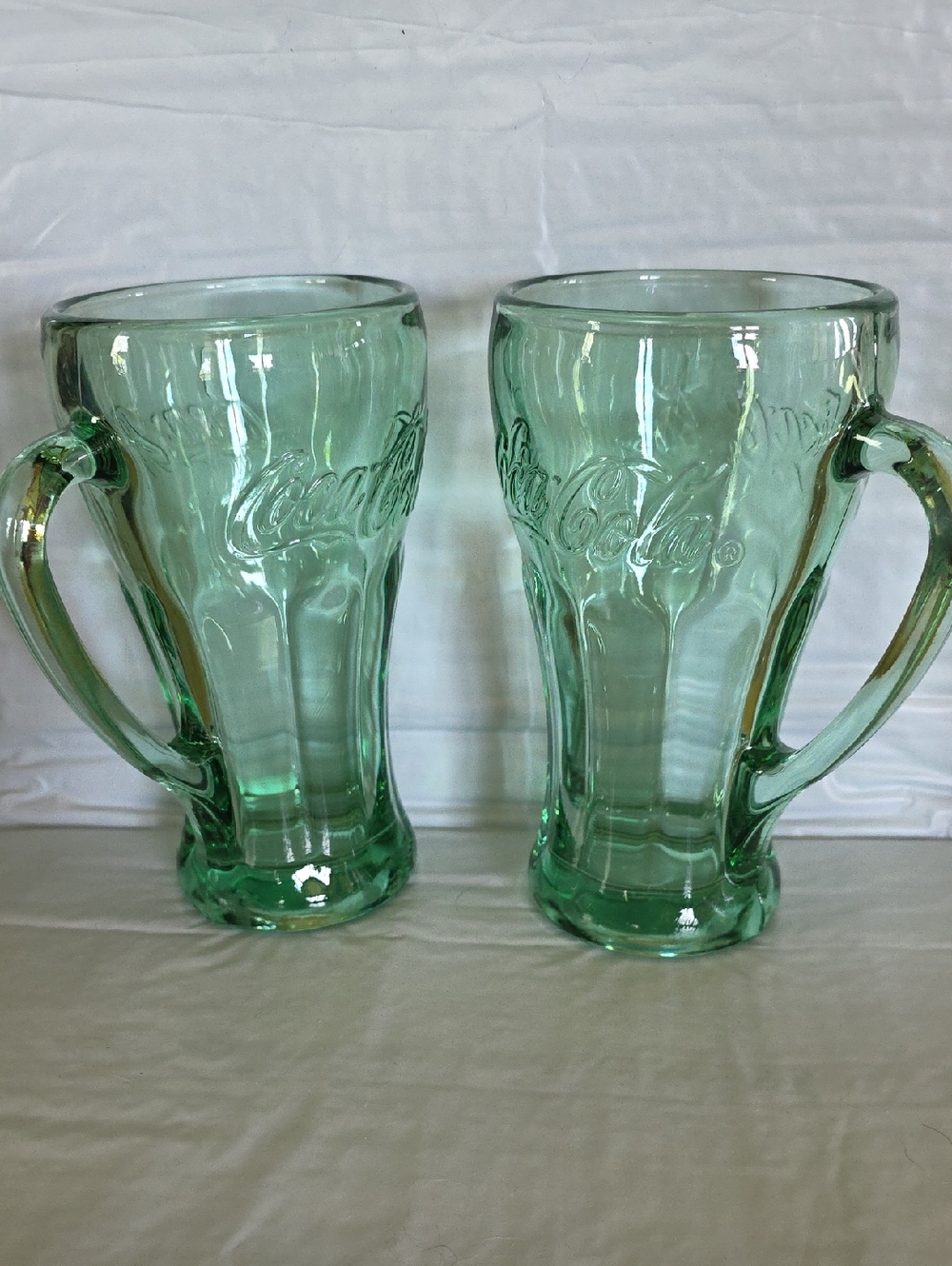 2 Coca-Cola Handled Glasses - (LIKE NEW) Libbey Brand - Coke Float Glasses